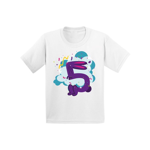 Awkward Styles Bunny Youth Shirt Animal Birthday Party Kids Bunny Tshirt Bunny Birthday Shirt 5th Birthday Party Funny Gifts for 5 Year Old I'm Five Shirt Animal Tshirt for Kids