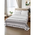 thumbnail image 3 of Twin XL Size Flat Sheet Only, Boho Black White Modern Stripes Soft Brushed Microfiber Bed Sheets, Farmhouse Abstract Art Hotel Quality Breathable Bedding Top Sheet, Easy Care, 66"x102", 3 of 9