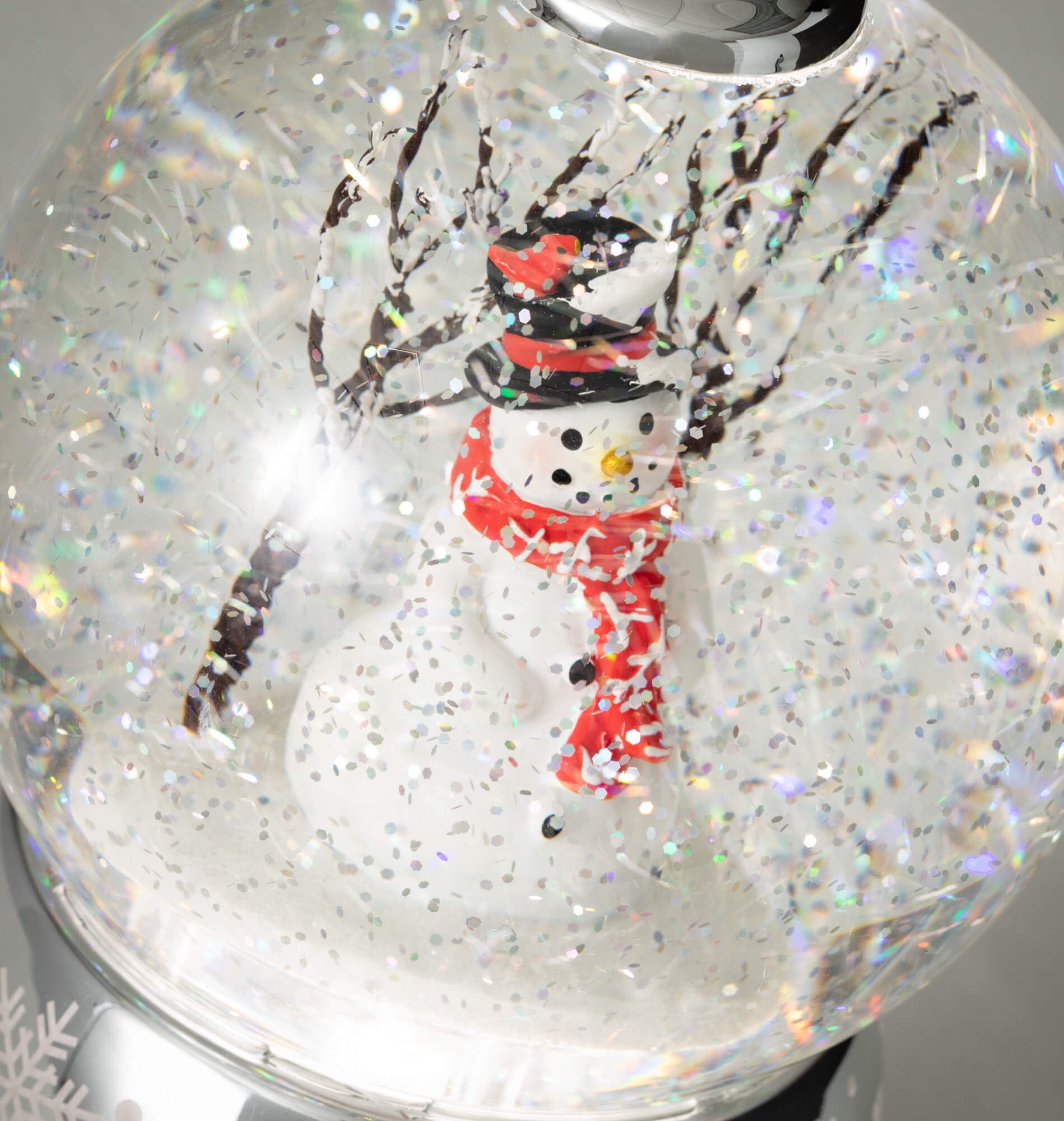 8.5"H Sullivans Christmas Lighted Snowman Shimmer Dome, Black-White