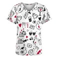 thumbnail image 3 of EGNMCR Scrub for Women Short Sleeve Casual Printed V Neck Pocket Scrub Top Workwear, 3 of 4