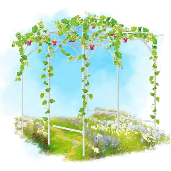 Grape Vine Trellis - Large Outdoor Garden Arch Trellis for Climbing Plants - Size: 79 * 59 * 79 inches, Plant Support Rack Trellises for Vegetables Fruits Cucumber Pea Bean, White