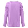 thumbnail image 5 of LEAVINGSUO Long Sleeve Shirts for Women, Fall Womens Tops Fashion Women Casual Round-Neck Lace Hollow Out Long Sleeve Pullover Slimming Blouse T-Shirt Tops Purple M, 5 of 5