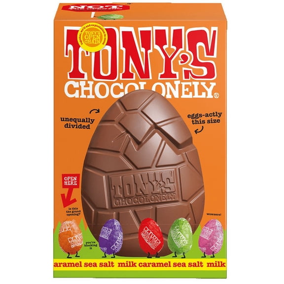 Tony's Chocolonely Large Milk Caramel Sea Salt Egg & Mini Eggs 242g