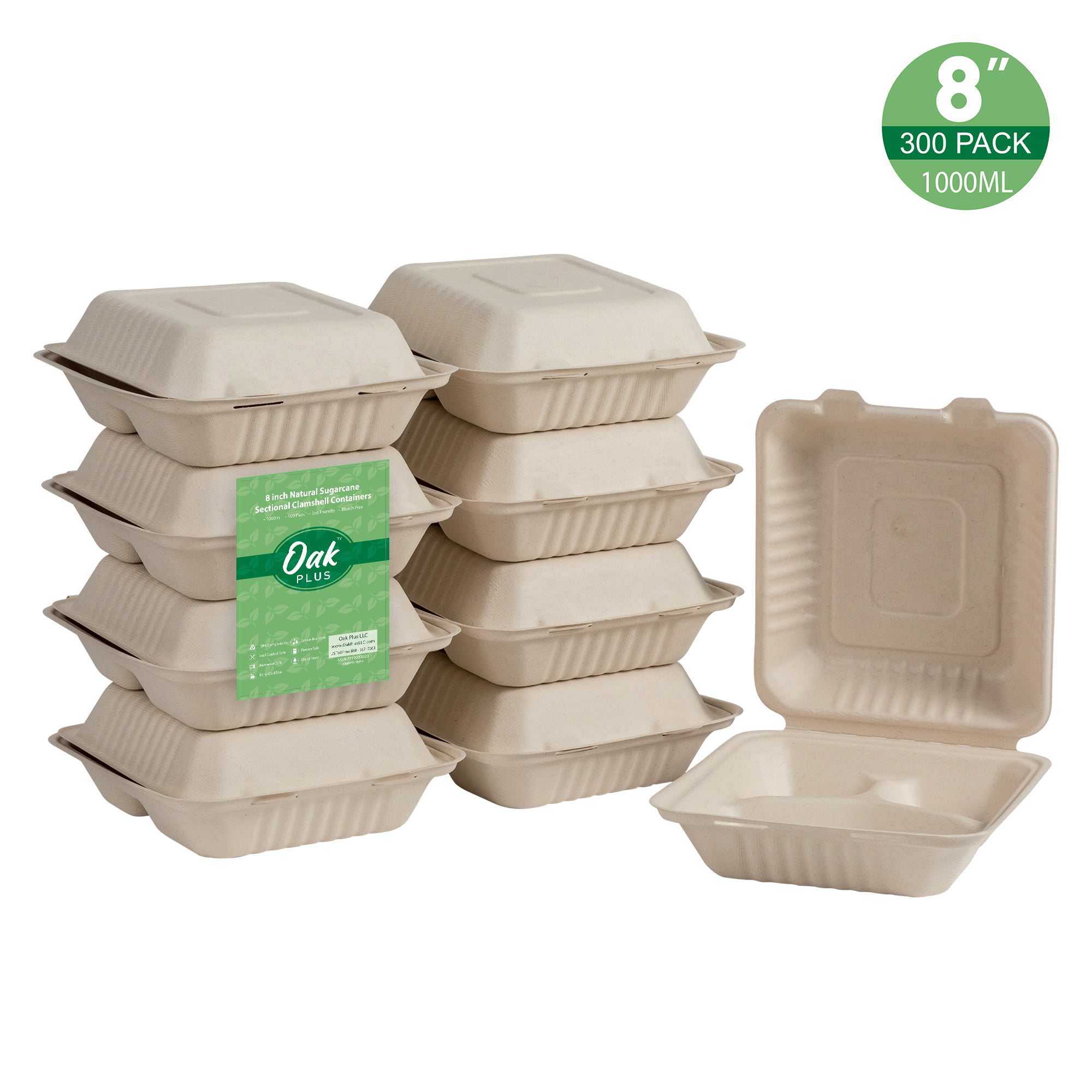 300Pack White 2 Compartment with Lids Meal Prep Containers