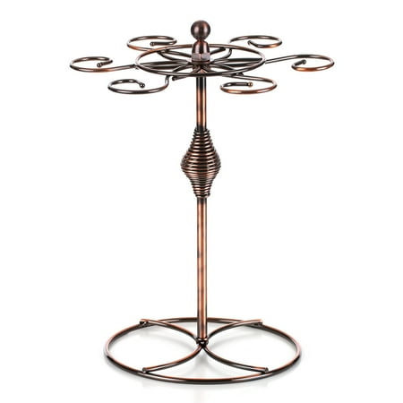 Tabletop Wine Holder Classic Elegant Metal Freestanding Tabletop Stemware Storage Rack Wine Glass Cup Holder with 6 Hooks ()
