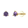 thumbnail image 2 of 1 Ct Round Cut Studs Purple Alexandrite 14K Yellow Solid Solid Gold Everyday Dainty Earrings Screw Back, 2 of 7