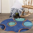 thumbnail image 6 of Round Blue Rug, Handmade carpet 8x8, Geometric wool rugs, Bedroom, Living Room., 6 of 7