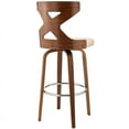 thumbnail image 4 of Armen Living Gayle 26" Faux Leather Swivel Cross Counter Stool in Cream/Walnut, 4 of 8