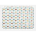 thumbnail image 1 of Minimalist Bath Mat, Color Hoops Circle Shapes Girls Motif, Plush Bathroom Decor Mat with Non Slip Backing, 29.5" X 17.5", Earth Yellow Turquoise, by Ambesonne, 1 of 2