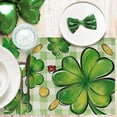 thumbnail image 3 of St. Patrick''s Day Clover Placemats Set of 4, Shamrock Gold Coins Plaid Check Farmhouse Dining Table Place Mats, Ladybug Irish Holiday Kitchen Decor Home Decoration 12 x 18 Inch, 3 of 5