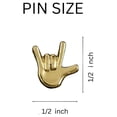 thumbnail image 3 of Small Gold Hand I Love You Sign Language Deaf Awareness Tac Pins, 3 of 3