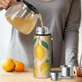 thumbnail image 4 of 20 Oz Lemon Coffee Tumbler Double Wall Insulated Stainless Steel Water Bottle | Metal Reusable Thermoses Flask with Cup Cap | Leak & Sweat Proof with Anti-Dust Lid, 4 of 7