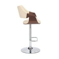 thumbnail image 4 of Aspen Adjustable Swivel Cream Faux Leather and Walnut Wood Bar Stool with Chrome Base, 4 of 10