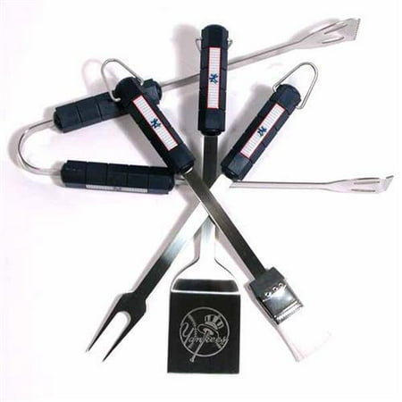 Motorhead Products MH5119 MLB 4-Piece BBQ Grilling Utensil Set, Yankees