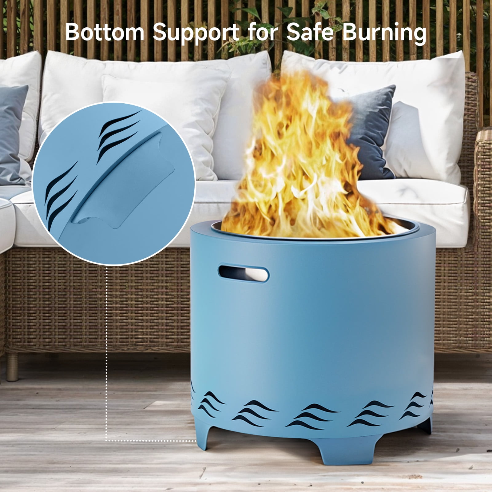 Naipo Smokeless Fire Pit,  20" Portable Stainless Steel Outdoor Fire Pit for Patio Camping, Portable Fire Pit Burning Wood, Particles, Lightweight Fireplace Burning Firepit Ideal for 2-4 People 20lbs