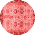 thumbnail image 1 of Ahgly Company Machine Washable Indoor Round Oriental Red Traditional Area Rugs, 4' Round, 1 of 4