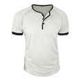 thumbnail image 3 of Tshirts For Men Short Sleeve Crewneck Henley T-Shirt Basic White T Shirt with Button Work Shirts For Men, 3 of 7