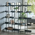 thumbnail image 2 of Hassch 5-Tier Bookshelf, Industrial Open Bookcase for Storage and Display, 70.87" Wide Room Divider for Home Office Living Room Study Bedroom (Black), 2 of 10