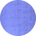 thumbnail image 1 of Ahgly Company Machine Washable Indoor Round Oriental Blue Traditional Area Rugs, 7' Round, 1 of 4