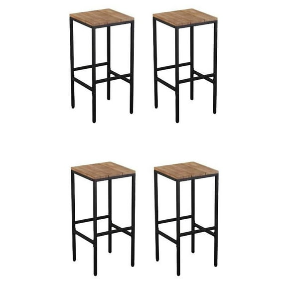 Home Square Wood Indoor Outdoor Barstool in Natural - Set of 4