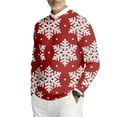 thumbnail image 2 of Men's Christmas Snowflake Printed Round Neck Long Sleeve Ribbed Knit Pullover Sweatshirt | Soft Stretchable Casual Top for Holiday Parties, Gift Ideas and Everyday,Pink,3XL, 2 of 6