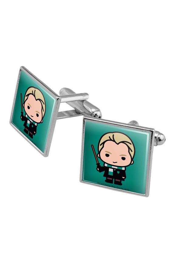 Harry Potter Draco Cute Chibi Character Square Cufflink Set - Silver or Gold