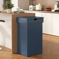 thumbnail image 2 of Trash Can Cabinet, 13 Gallon Kitchen Garbage Can, Wooden Recycling Trash Bin, Freestanding Dog Proof Trash Can, Farmhouse Trash Cabinet with Lid for Home Kitchen Bedroom, Blue, 2 of 18