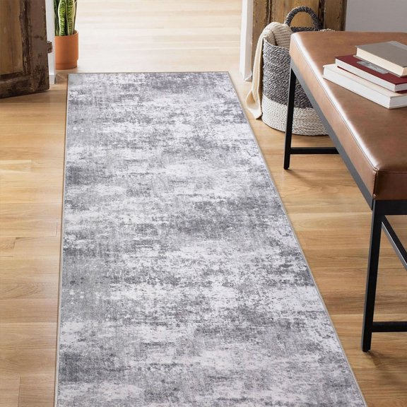 BERTHMEER Tapis de Corridor 60 X 180 cm, Motif Abstrait, Idéal pour la Cuisine, le Corridor, l'Entrée, la Chambre d'Étudiant Ou Tout Autre Espace Moderne et Contemporain. Antidérapant, Gris.