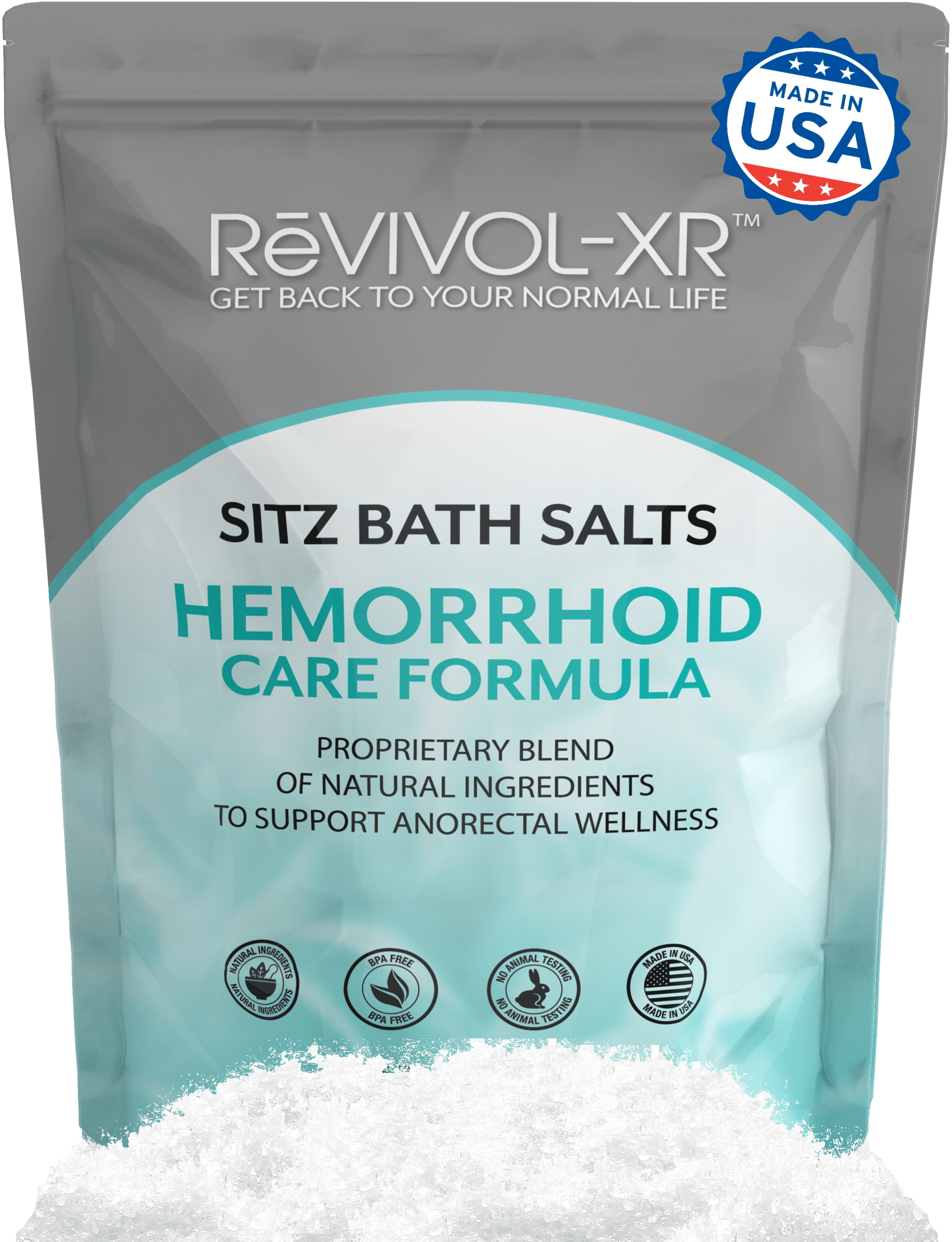 Sitz Bath Salts for Hemorrhoid Soak, 20 Organic & Natural Soothing Ingredients. USA Made by