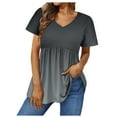 thumbnail image 2 of Blouses pour Femmes, Haut Décontracté à Manches Courtes Imprimé Dégradé Col en V, 2 of 5