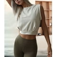 thumbnail image 5 of Crop Top Athletic Shirts for Women Cute Sleeveless Yoga Tops Running Gym Cotton Cropped Workout Clothes S, 5 of 7