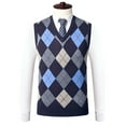 thumbnail image 6 of DHFJKG Sweater Vest Diamond Pattern Mens Knitted Layering Pullover V-Neck Sleeveless Vest Autumn Winter Comfort Jumper Tops, 6 of 7