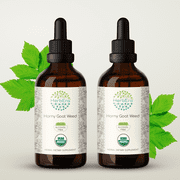 HerbEra Horny Goat Weed Tincture, Organic Herbal Dietary Supplement for Vitality Support, Certified Organic Horny Goat Weed (Epimedium grandiflorum, Barrenwort) Dried Leaf Alcohol-Free 2x4 oz
