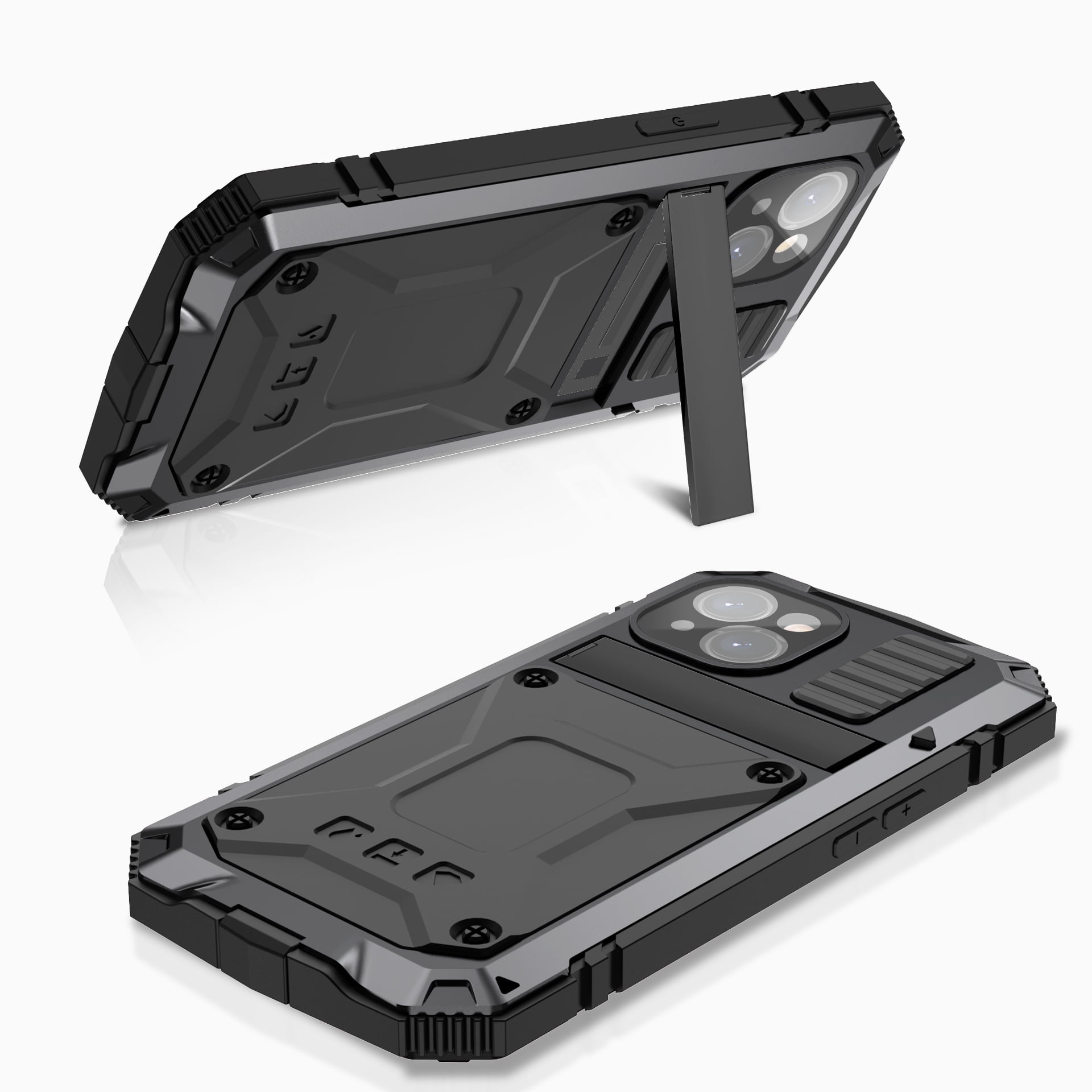 for iPhone 13 Armor Cover Case with Screen Protector, with Built-in 360° Rotate Ring Stand Heavy Duty Protection Cover Case for Apple iPhone 13, Black