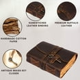 thumbnail image 3 of Leather Village Vintage Leather Journal - Vintage Leather bound Journal For Women Men – Handmade Vintage Deckle Edge Paper – Vintage Key Closure - Book of Shadows -Leather Sketchbook - 6 X 4 inches, 3 of 8