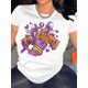 thumbnail image 1 of Women's Inspirational Graphic Tee - Short Sleeve, Crew Neck, Machine Washable - White with Purple RiCamisetas para mujer, lindas camisetas con estampado gráfico, de manga corta, estilo casual, para ve, 1 of 6