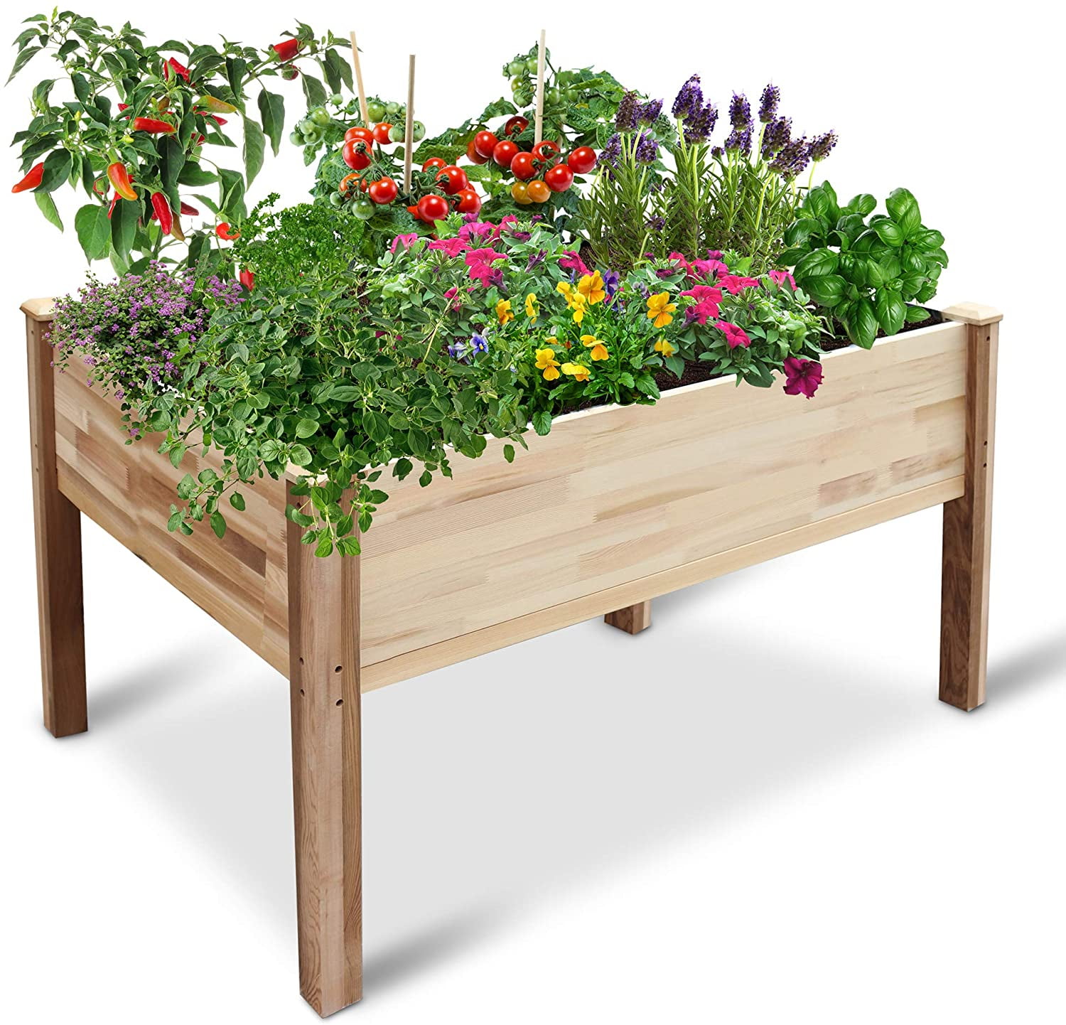 Jumbl Raised Canadian Cedar Garden Bed Elevated Wood Planter for Growing Fresh Herbs