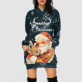 thumbnail image 2 of zaveiop Christmas Hooded Sweatshirt Dress Women Long Sleeve Above Knee Midi Xmas Apparel with Pockets Santa Festive Outfits (Z3-Navy, S), 2 of 4