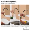 thumbnail image 6 of Boyel Living Kitchen Faucet with Pull Down Sprayer,3 Spray Patterns Single Handle Kitchen Sink Faucets Extended Pull Down Hose Faucets with Deck Plate Suit to 1 or 3 Holes Brushed Gold, 6 of 11
