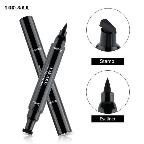 Lápiz Delineador de ojos negro de secado rápido, doble punta, triángulo, sello de estrella, resistente al agua, duradero, no mancha, líquido, cosmético( 02 big
