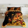 thumbnail image 2 of Feelyou Farmhouse Fall Sunflower Queen Comforter Set, Pumpkin Leaf Butterfly Bedding Sets, Teen Child Kid Reversible Bedding Comforter Set, Microfiber Bedroom Decor, 3pcs, 2 of 8