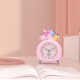 thumbnail image 2 of 2024, despertador analógico para niños con unicornio rosa Reloj de mesa silencioso con doble campana y tictac, 2 of 4