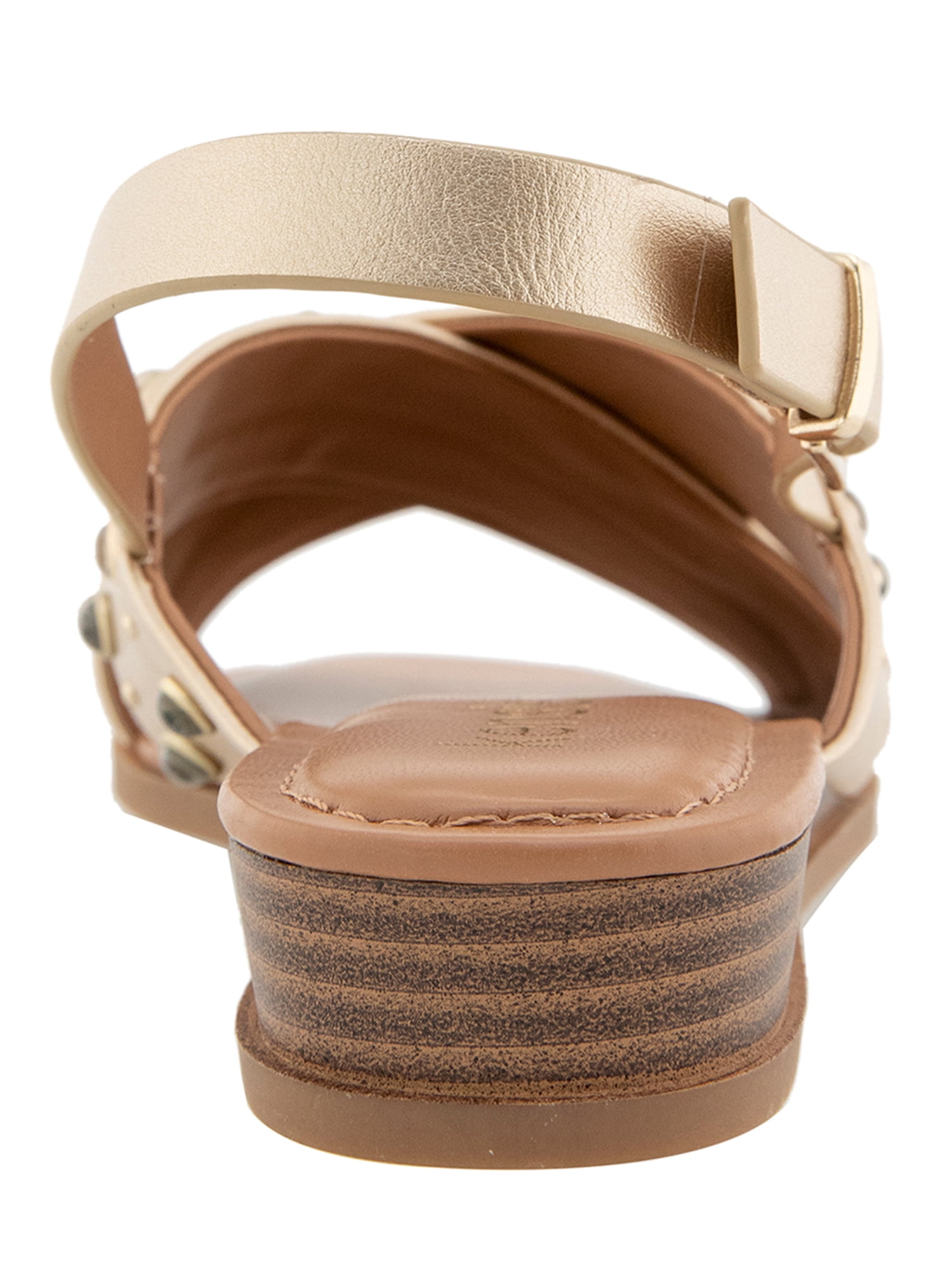 Kensie Women's Alishia Gem Crossband Wedge Flat Sandal