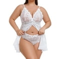 thumbnail image 3 of Sexyfree Plus Size Lingerie for Women Sexy Open Front Lace Nightdress V Neck Sleepwear, 3 of 5
