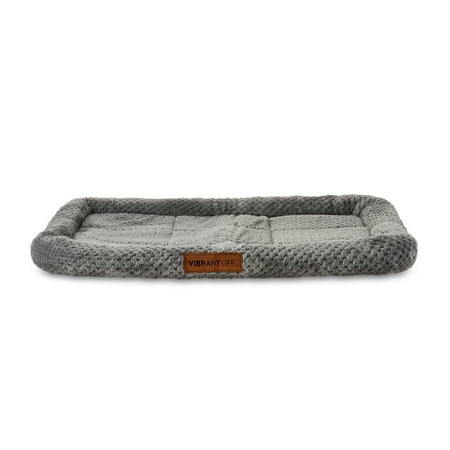 Vibrant Life Cozy Luxe Crate Mat Pet Bed, Gray, 30 Inches
