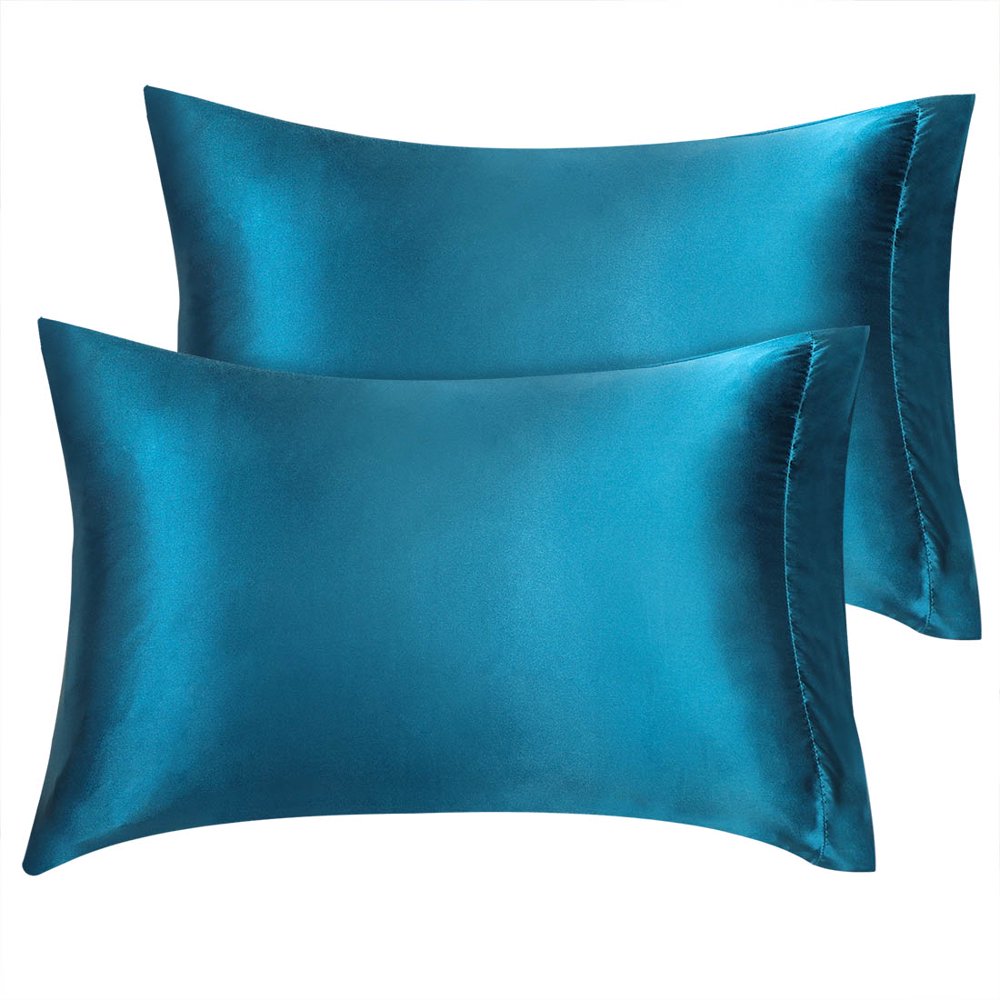 Unique Bargains 2Pack Satin Pillowcases Pillow Covers Teal Standard