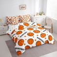thumbnail image 2 of Castle Fairy Basketball Print Queen Bedding 7pcs, Stars Print Polka Dots Bedding Comforter Set Queen, Orange White, 2 of 7