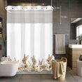thumbnail image 5 of Spring Easter No Hooks Shower Curtain with Snap-in Liner Bunny Cute Rabbits Floral Plants Shower Curtains for Bathroom, Waterproof, Easy Install, Washable 72"x84", 5 of 9