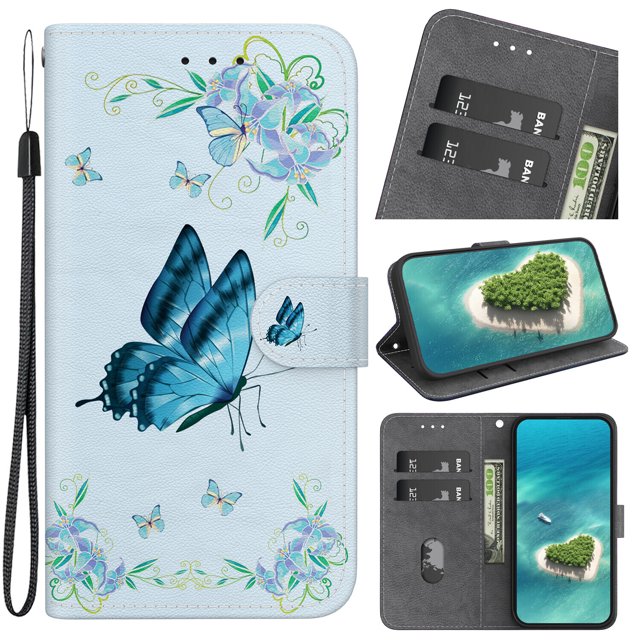 Compatible with Motorola Moto Edge 40 Flower Painted PU Leather Wallet Case with Card Slots Cover