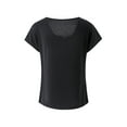 thumbnail image 4 of VISgogo, camiseta informal de manga corta para mujer, camisetas ajustadas de cuello redondo con cremallera y costuras de encaje de Color sólido a la moda VISgogo  moda, 4 of 9